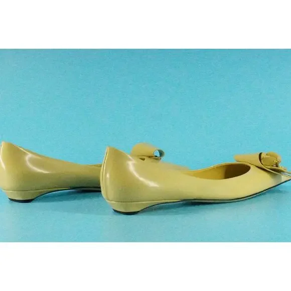 Prada Loop Bouquet Yellow Patent Pointed Toe Flat NIB $1120 Floral - Picture 7 of 13